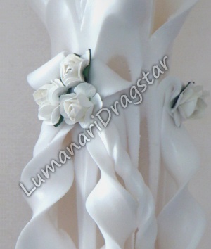 Lumanare nunta 60cm sculptata la un capat ( model 5 coloane)-alb