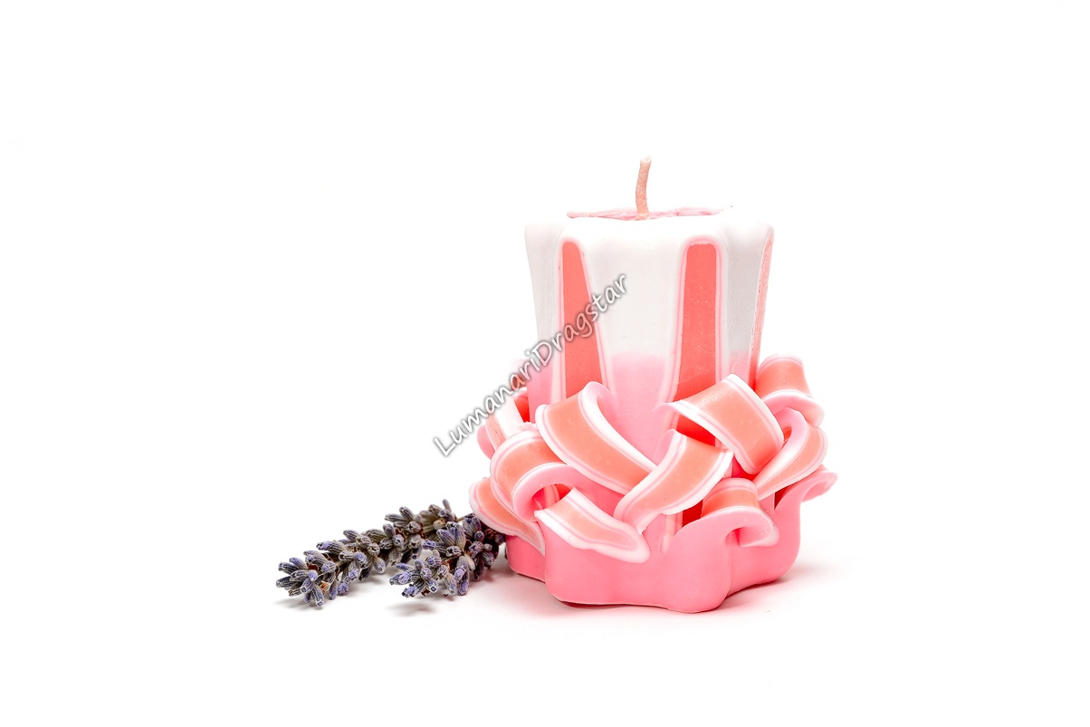 Lumanare sculptata -star mic roz