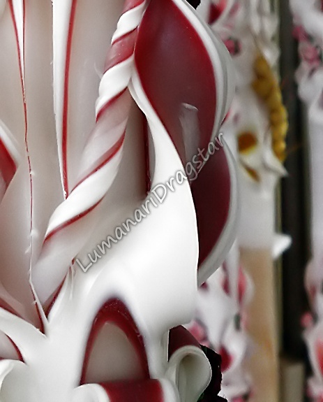 Lumanare nunta 60cm sculptata la un capat ( model 5 coloane)- grena