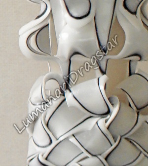 Lumanare nunta 60cm sculptata la un capat ( model 5 coloane)-negru