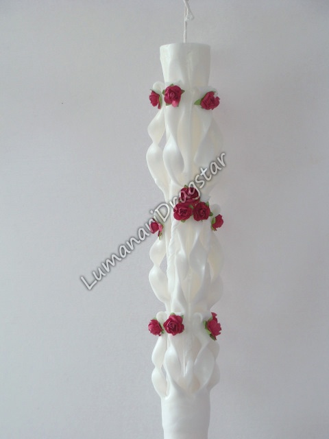 Lumanare nunta 60cm sculptata la un capat ( model 5 coloane)-rosu  Comentariu atasat pro