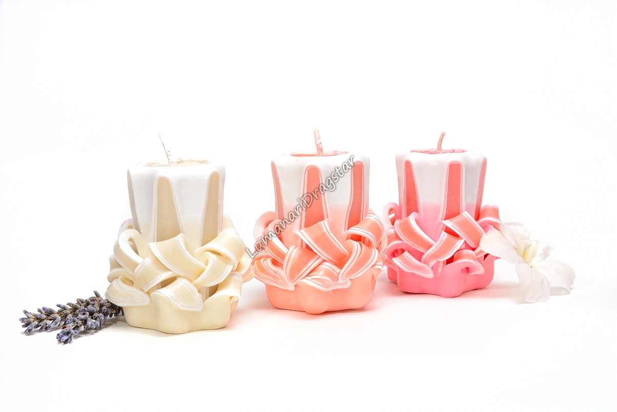 Lumanare sculptata -star mic roz