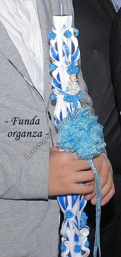 Aranjament - lumanare 60cm model la ambele capete si funda bleo - model 2