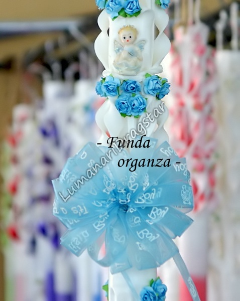 Aranjament - lumanare 60cm model la ambele capete si funda bleo - model 4