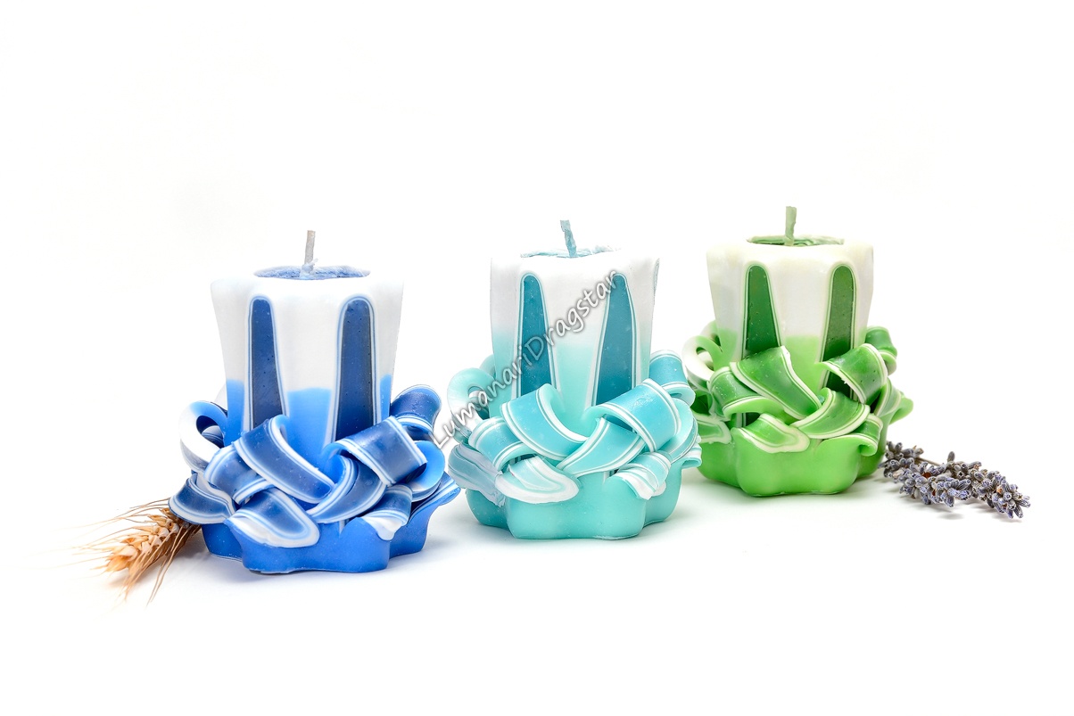 Lumanare sculptata -star mic albastru