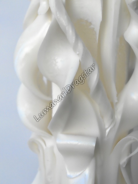Lumanare nunta 60cm sculptata la un capat ( model 5 coloane)-alb