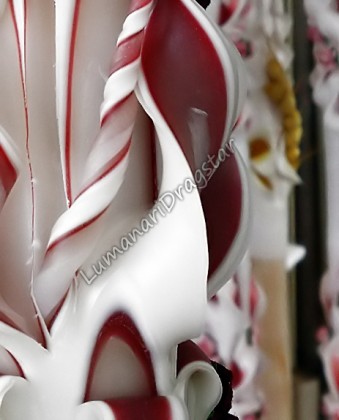 Lumanare nunta 60cm sculptata la un capat ( model 5 coloane)- grena