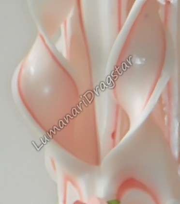 Lumanare nunta 60cm sculptata la un capat ( model 5 coloane)-roz