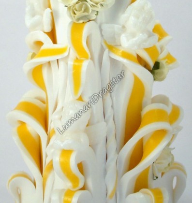 Lumanare sculptata cu ingerasi mare - portocaliu