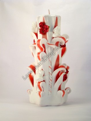 Lumanare sculptata cu ingerasi mare - rosu