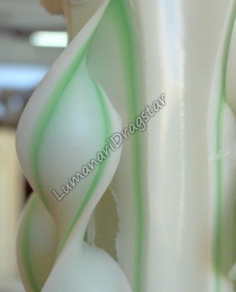 Lumanare nunta 60cm sculptata la un capat ( model 5 coloane)-verde fistic