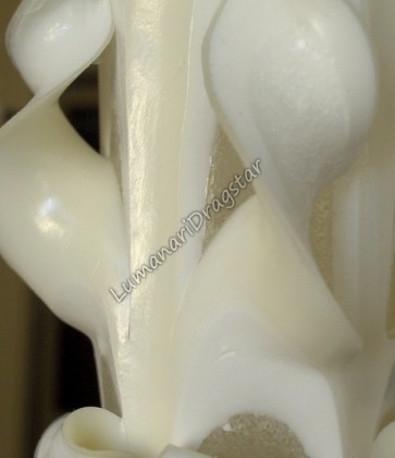 Lumanare nunta 60cm sculptata la un capat ( model 5 coloane)-crem