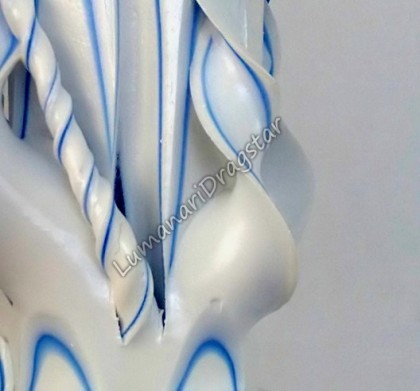 Lumanare botez 60cm sculptata la un capat-albastru