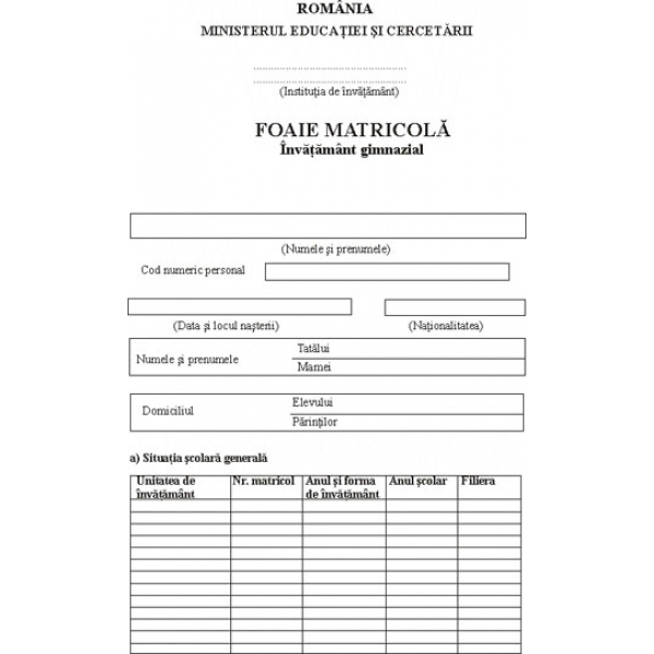 Formulare scolare
