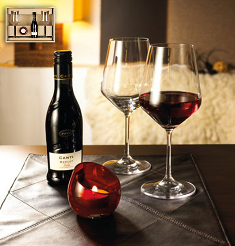 Set pahare sticla vin rosu si suport lumanare - Sicilia