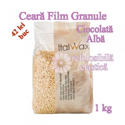 Ceara FILM granule Ciocolata Alba 1kg elastica, refolosibila - ItalWax