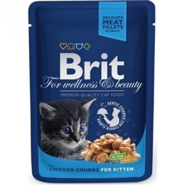 Plic Bucăţi Pui Kitten - BRIT PREMIUM 100.00 g