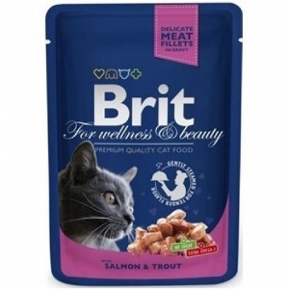 Plic Somon si Pastrav Pisici - BRIT PREMIUM 100.00 g