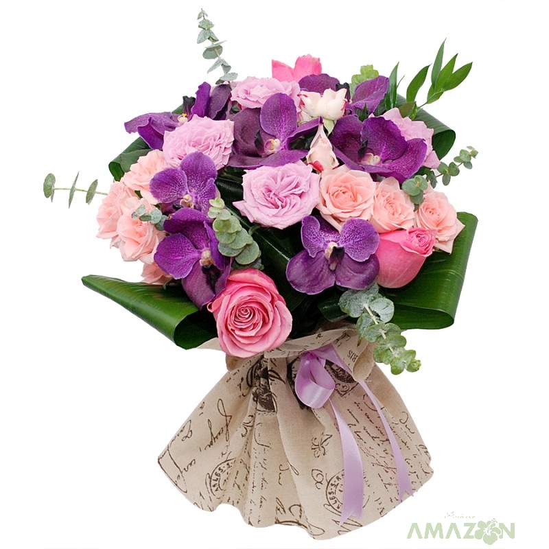 Buchet Vanda si trandafiri