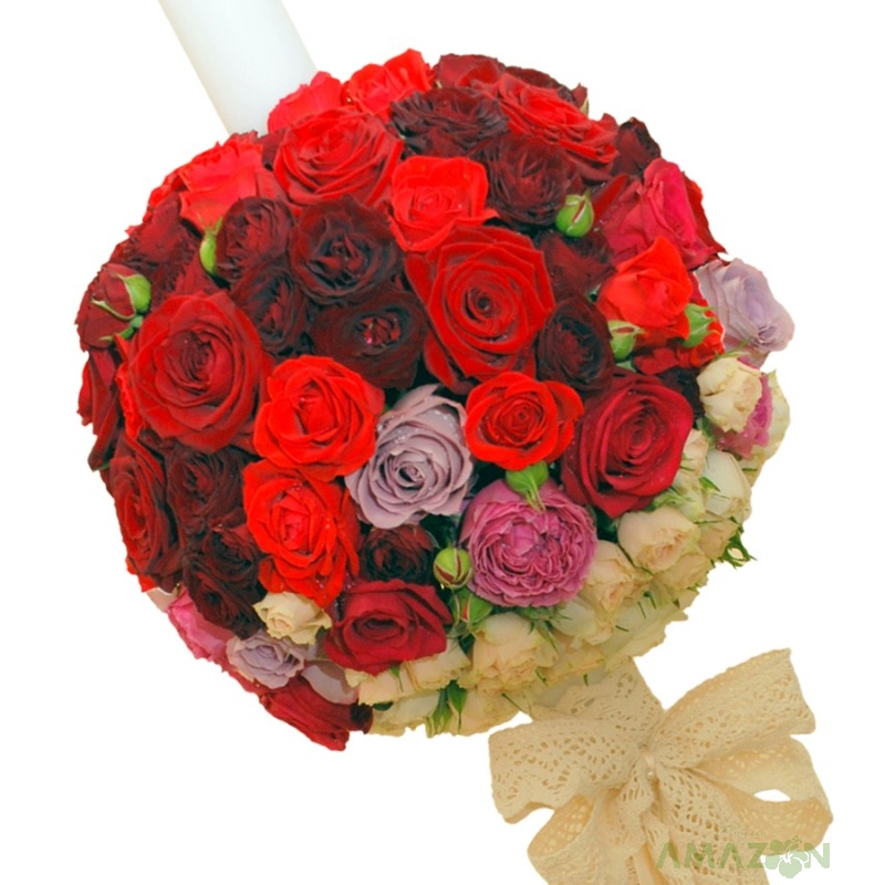 Lumanari Cununie cu trandafiri si dantela