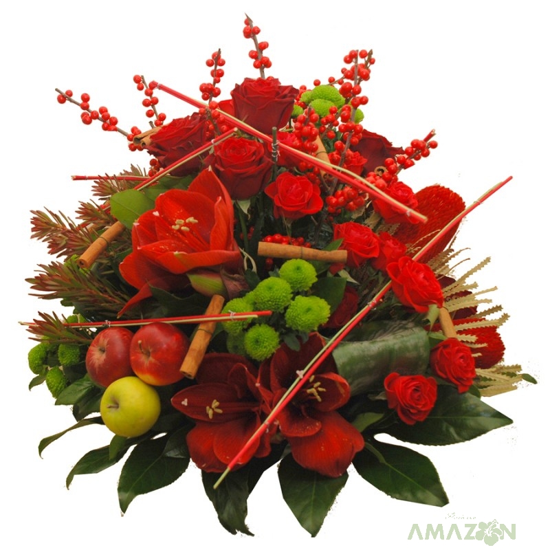 Aranjament Xmas fructe si flori