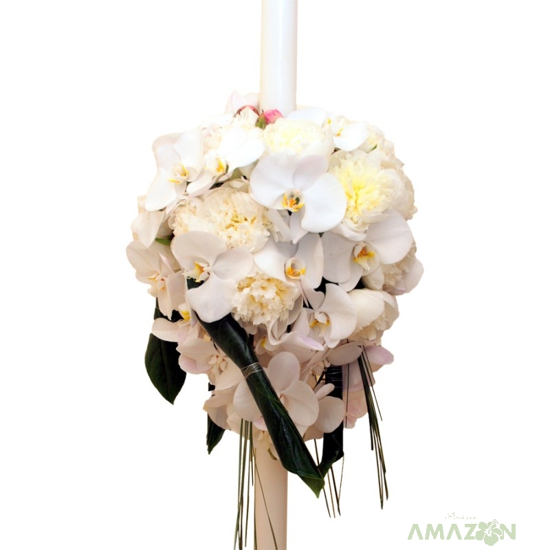 Lumanari Cununie Bujori si Phalaenopsis