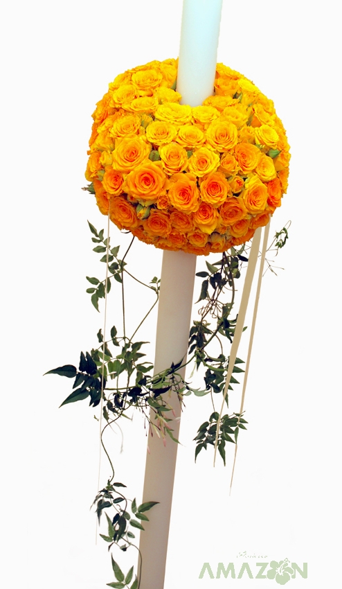 Lumanari cununie inel Trandafiri galbeni