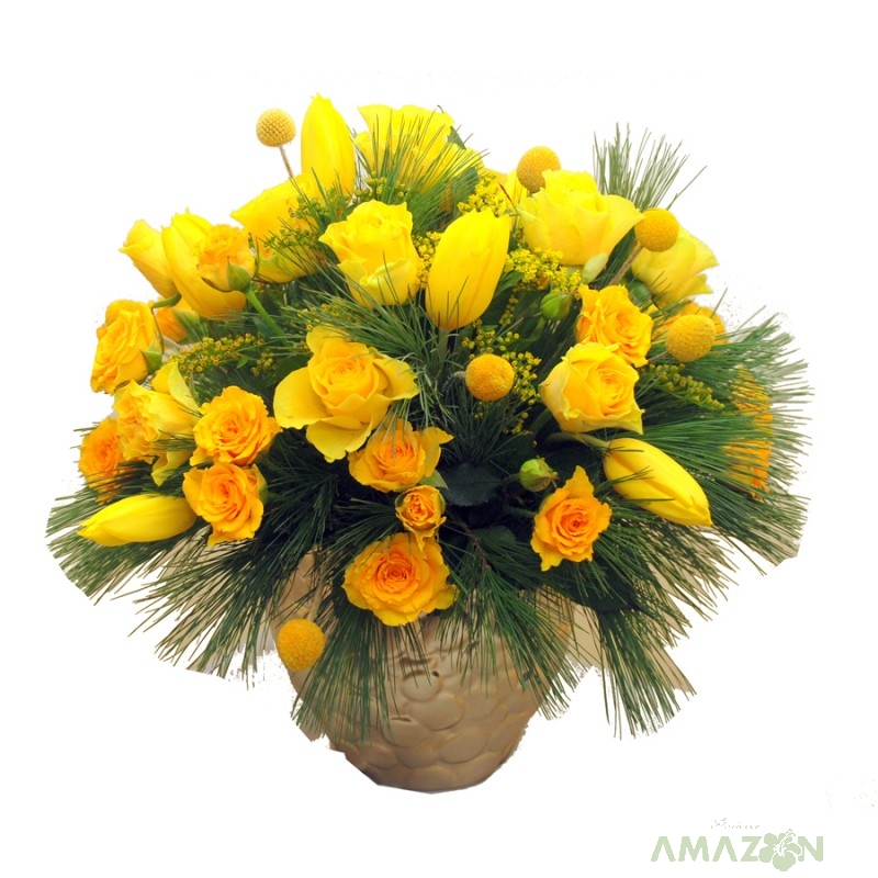 Aranjament Xmas cu flori galbene