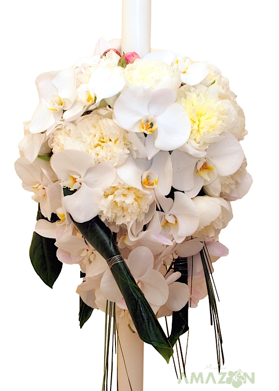 Lumanari Cununie Bujori si Phalaenopsis