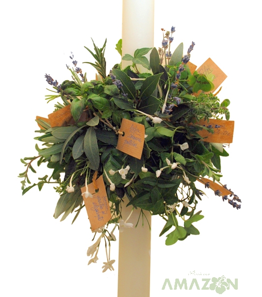 Lumanare botez plante aromate