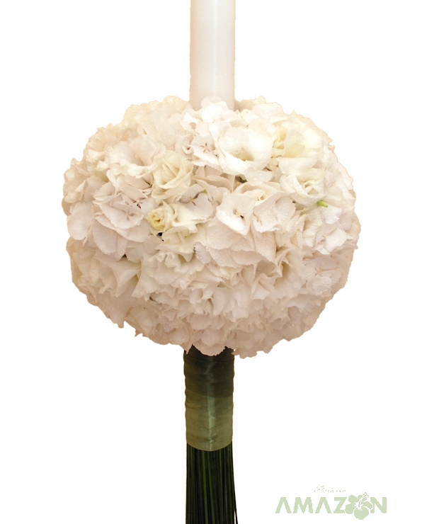 Lumanare botez Hortensii albe