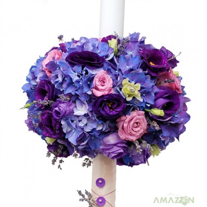 Lumanare botez - nuante de mov cu blazon