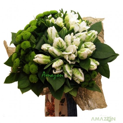 Buchet alb verde de primavara