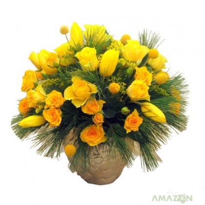 Aranjament Xmas cu flori galbene