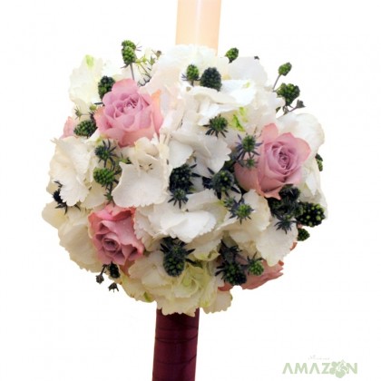 Lumanari cununie Hortensii si trandafiri