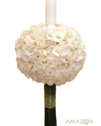 Lumanare botez Hortensii albe