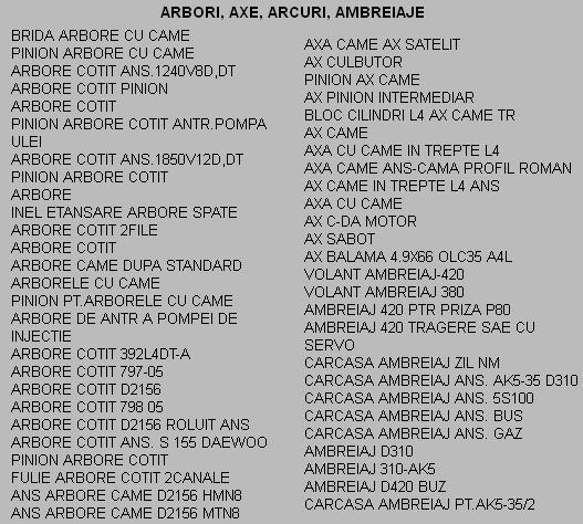 Arbori axe arcuri ambreiaj autocamioane