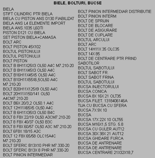 Biele bolturi bucse autocamioane