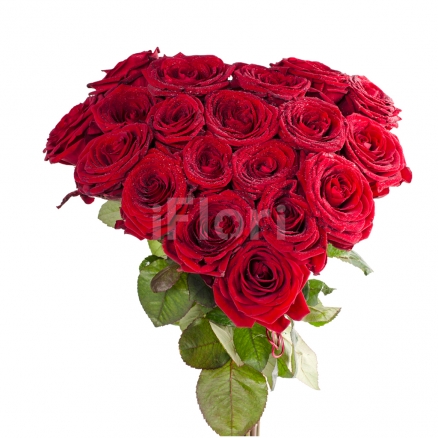 Buchet inima din 19 trandafiri rosii