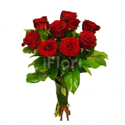 Buchet 9 trandafiri grena cu salal