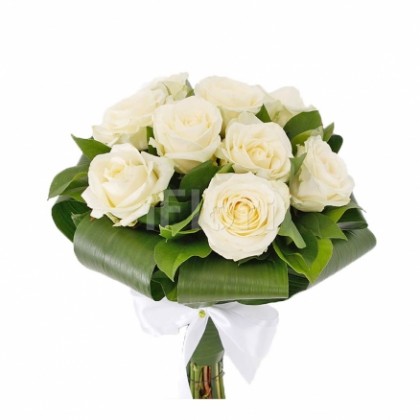 Buchet 9 trandafiri albi