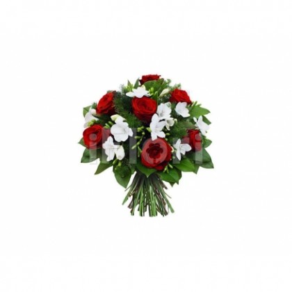 Buchet trandafiri frezia salal
