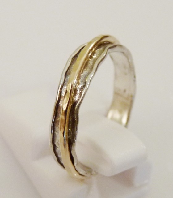 Inel argint cu o banda rotativa goldfilled -1217GF