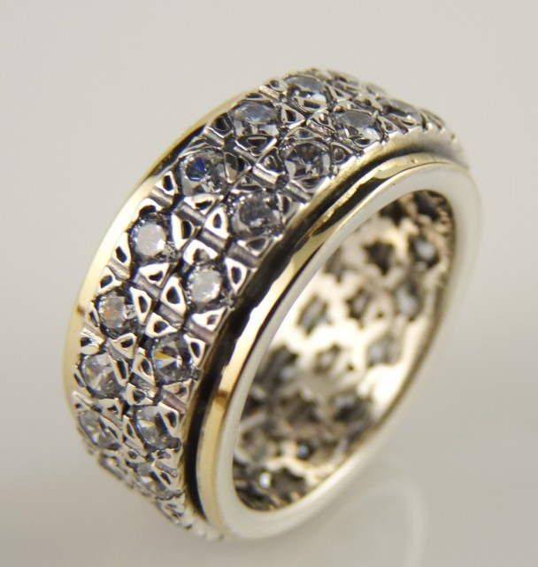 Inel argint, aur 14k si R1604SN zircon