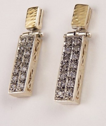 Cercei argint si aur 14 k E1694SN- zircon