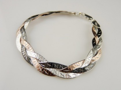 Bratara argint SILVER/BLACK/ROSÉ-extraflex - 1494 - lungime 18cm