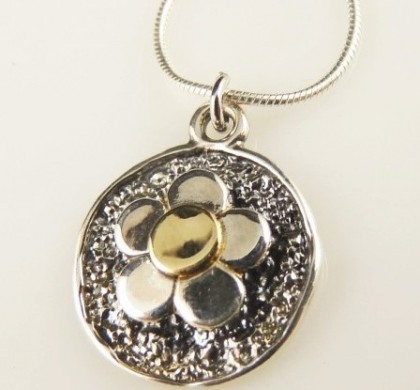 Colier argint si design cu aur 14k-E2463SG