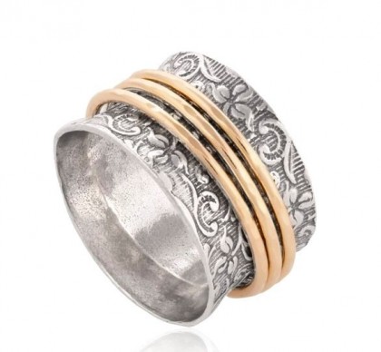 Inel argint decorat cu trei verigi goldfilled -2412RGF
