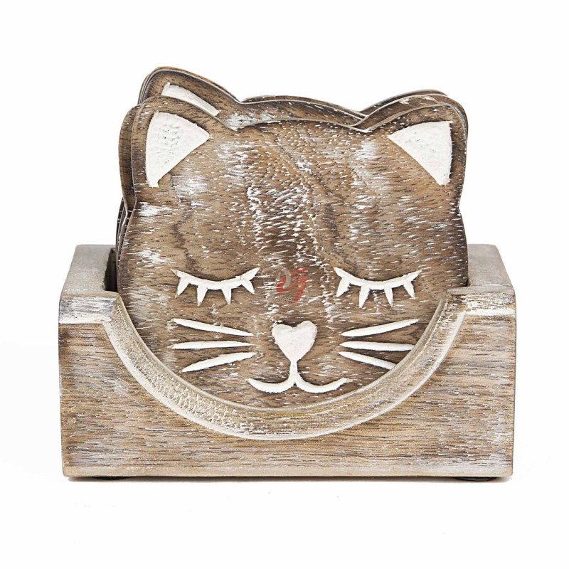 Set suporturi de pahare sculptate pisica