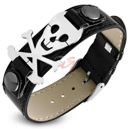 Bratara cu craniu si oase, din piele sintetica